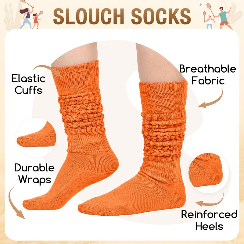 Zmart Women Slouch Socks - Cozy Scrunch Socks, 80s Style in White, Black, Orange & Cream - Image 2
